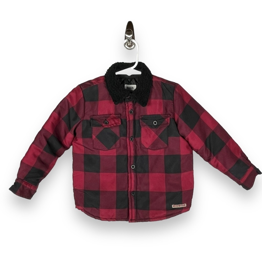Hudson Jeans Toddler Buffalo Check Quilted Shacket, Black/Red Check, Size 3T